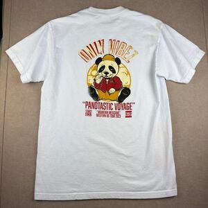 Only Vibez Shirt Men L White Panda Graphic‎ Pandtastic Voyage Tour 2023 Tee